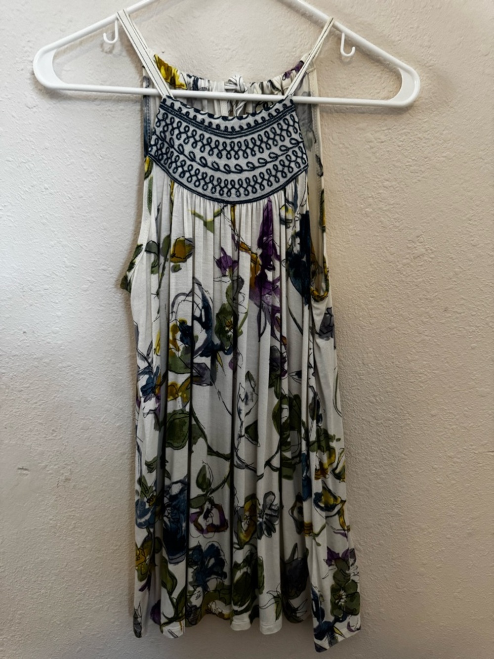 Women’s White Floral Halter Neck Blouse